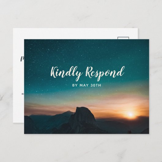 Night Sky Galaxy Mountain Star Moderne Hochzeit RS Einladungspostkarte (Vorne/Hinten)