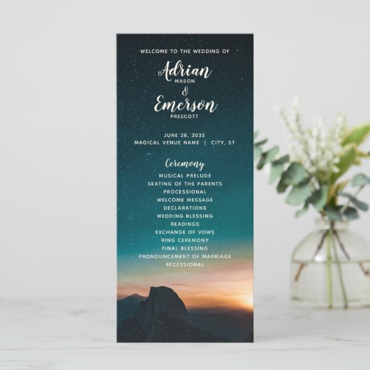 Night Sky Galaxy Starry Night Modern Wedding (Stehend Vorderseite)