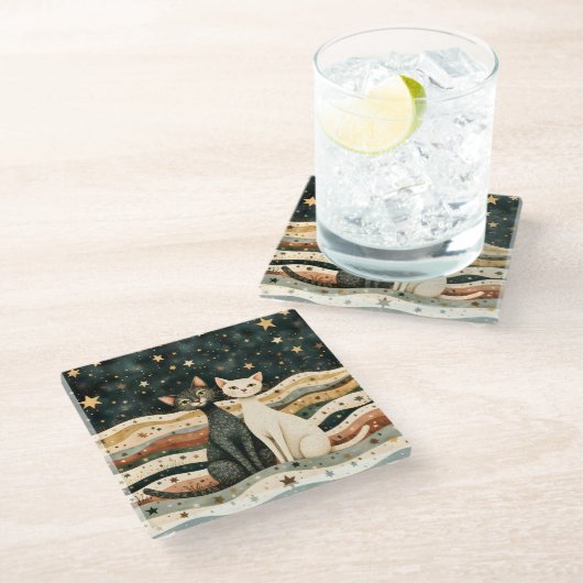 Night Sky Glasuntersetzer (Schrägansicht)