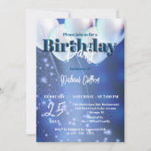 Night Sky Glitzern Blue & White Balloons Geburtsta Einladung (Vorderseite)
