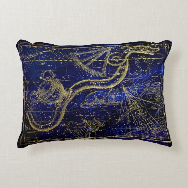 Night Sky Gold Compass Dekokissen (Vorderseite)