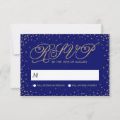 Night Sky Gold Stars Extravagant Wedding RSVP (Vorderseite)