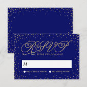 Night Sky Gold Stars Extravagant Wedding RSVP Karte (Vorne/Hinten)