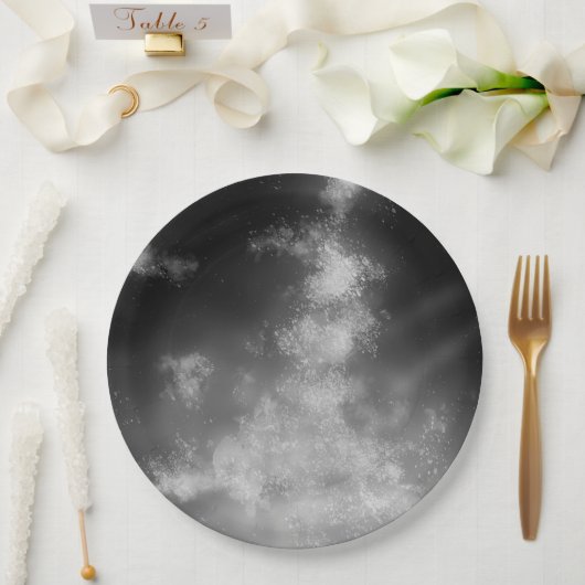 Night Sky grau monochrom Pappteller (Hochzeit)