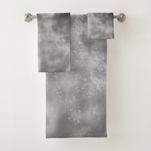 Night Sky Gray Monochrome Handtuch Badhandtuch Set (Insitu)