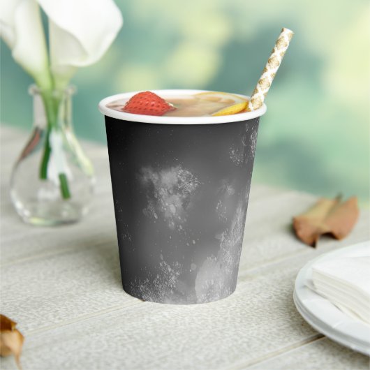 Night Sky Gray Monochrome Paper Cup Pappbecher (In Situ)