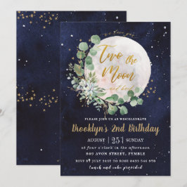 Night Sky Greenery Zwei der Mond 2. Geburtstag Par Einladung