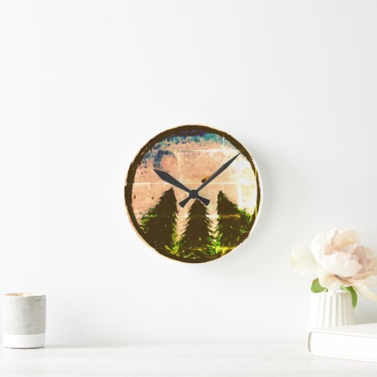 "Night Sky" Hand Drawing Round Clock Runde Wanduhr (Zuhause)