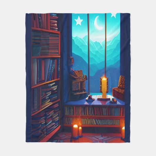 Night Sky Library Fleecedecke (Vorderseite)