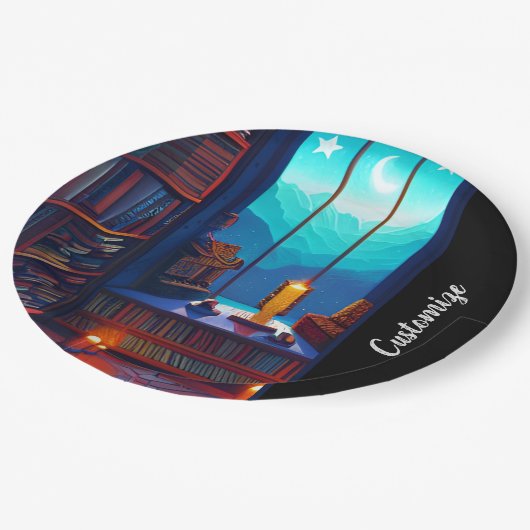 Night Sky Library Pappteller (Schrägansicht)