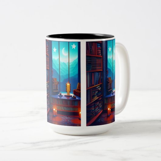 Night Sky Library Zweifarbige Tasse (VorderseiteRechts)