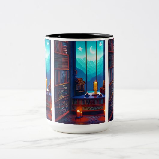 Night Sky Library Zweifarbige Tasse (Mittel)