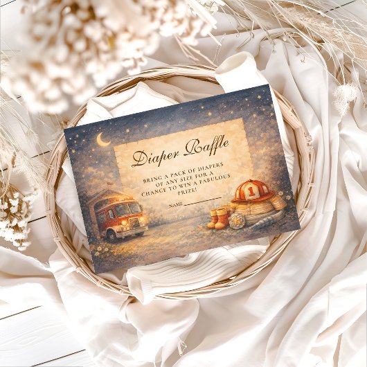 Night Sky Little Firefighter Diapper Raffle Begleitkarte