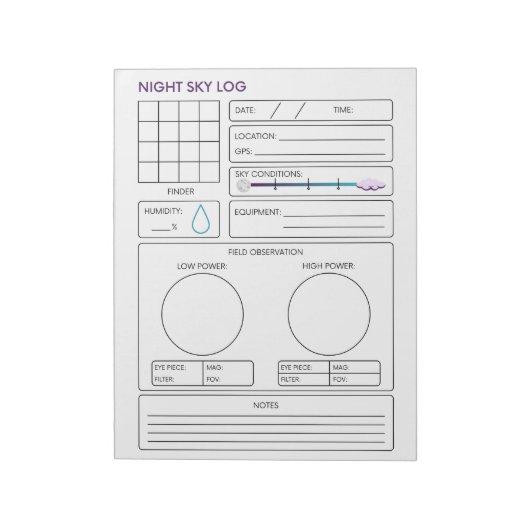 Night Sky Log Notizblock (Rotiert)