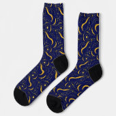 Night Sky Metallic Gold Blue Celestis Formen Socken (Linkes Detail)