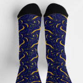 Night Sky Metallic Gold Blue Celestis Formen Socken (Oben)
