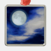 Night Sky mit Mond und Wolken Silbernes Ornament (Vorne)