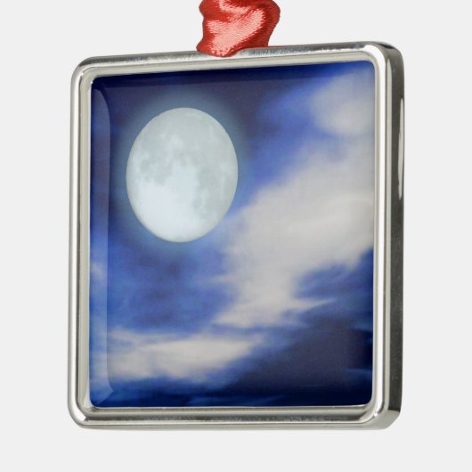 Night Sky mit Mond und Wolken Silbernes Ornament (Links)