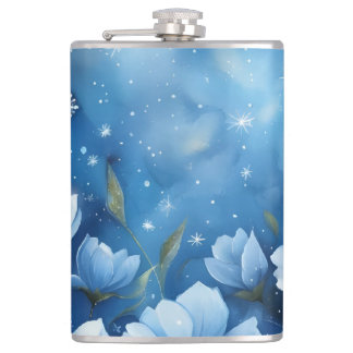 Night Sky mit Stars und Blume Digitale Kunst Flachmann