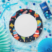 Night Sky mit Stars und Popcles-Design Pappteller (Party)