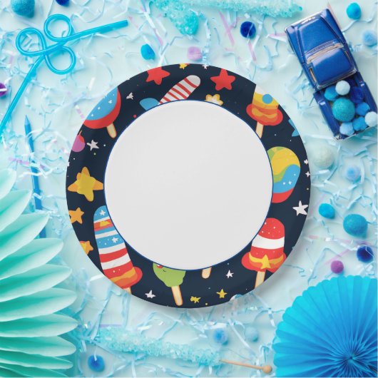 Night Sky mit Stars und Popcles-Design Pappteller (Party)