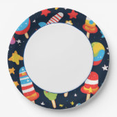 Night Sky mit Stars und Popcles-Design Pappteller (Vorderseite)