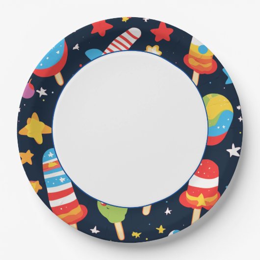 Night Sky mit Stars und Popcles-Design Pappteller (Vorderseite)
