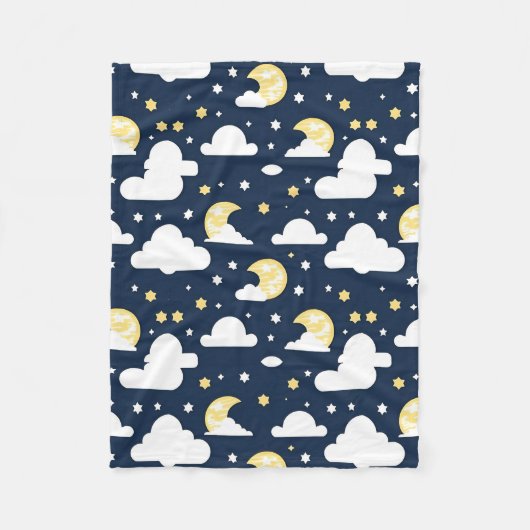 Night Sky mit Sternen, Mond und Wolken Fleecedecke (Vorderseite)