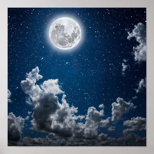 Night Sky mit Sternen und Mond und Wolken Poster (Vorne)