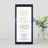 Night Sky Moderne Elegante Hochzeit Willkommen Programm (Stehend Vorderseite)