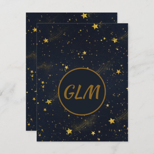 Night Sky Monogram Mitteilungskarte (Vorne/Hinten)