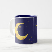 Night Sky Moon mit Sternen Zweifarbige Tasse (Vorderseite Links)