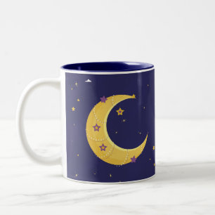 Night Sky Moon mit Sternen Zweifarbige Tasse