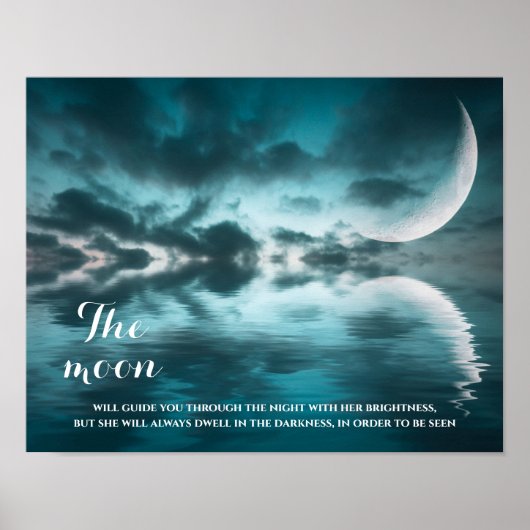 Night Sky Moon Reflection Inspiration Zitat Poster (Vorne)