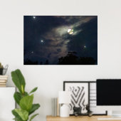 Night Sky Moon Stars Fotografy Print Poster (Heimbüro)