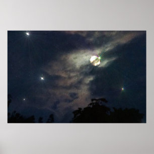 Night Sky Moon Stars Fotografy Print Poster