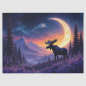 Night Sky Moose Crescent Moon Lavender Seidenpapier (Vorderseite)