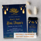 Night Sky Mosque Silhuette Iftar Dinner Einladung