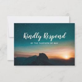 Night Sky Mountain Galaxy Sunset Stars Hochzeit RSVP Karte