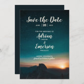 Night Sky Mountain Starry Galaxy Moderne Hochzeit Save The Date (Vorne/Hinten)