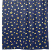 Night Sky Navy und Gold Stars Duschvorhang (Vorderseite)