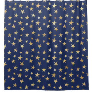 Night Sky Navy und Gold Stars Duschvorhang