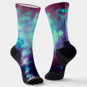Night Sky Neon Lights Athletic Crew Sock Socken