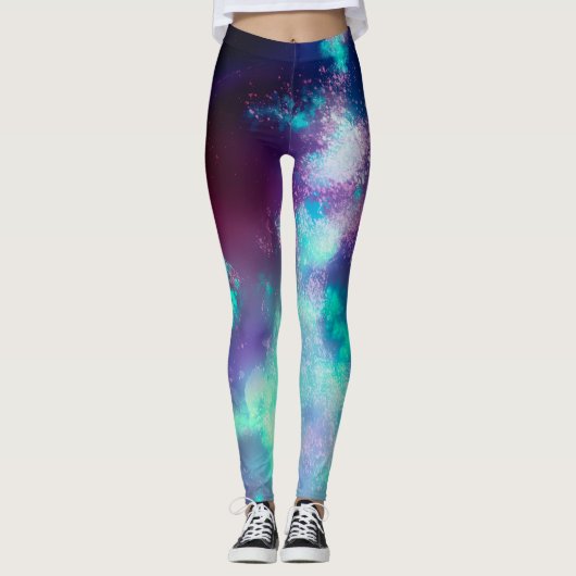 Night Sky Neon Lights Leggings (Vorderseite)