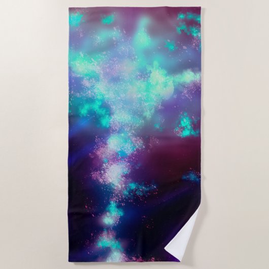 Night Sky - Neon Lights Strandtuch (Vorderseite)