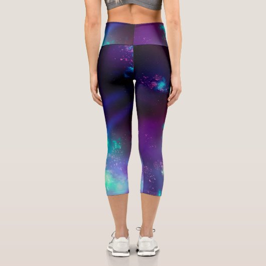Night Sky Neonlight Lights Capri Leggings (Rückseite)