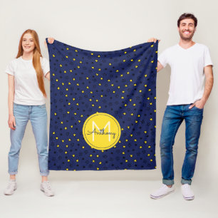 Night Sky Niedlich Stars auf Navy Blue Pattern Mon Fleecedecke
