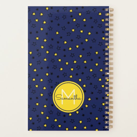 Night Sky Niedlich Stars auf Navy Blue Pattern Mon Planer (Rückseite)