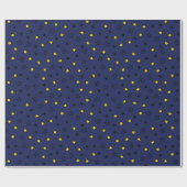 Night Sky Niedlich Yellow Stars auf Navy Blue Patt Geschenkpapier (Flach)