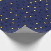 Night Sky Niedlich Yellow Stars auf Navy Blue Patt Geschenkpapier (Ecke)